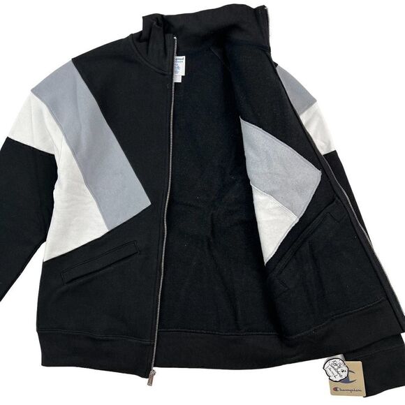 New Champion Men US S Black Jacket Zip Track Jacket Reverse Weave Colorblock  - Picture 3 of 9